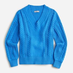 J Crew Cotton cable-knit V-neck pullover